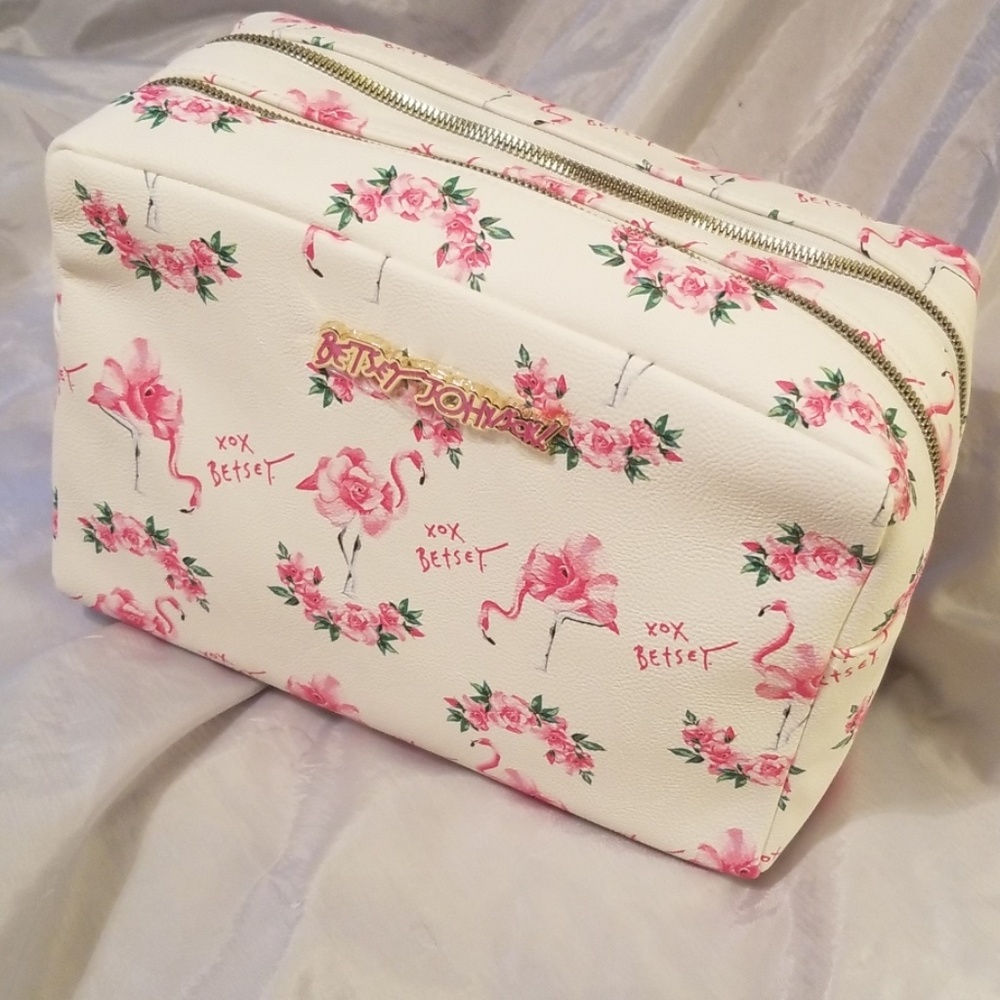 Betsey Johnsom flamingo cosmetic case